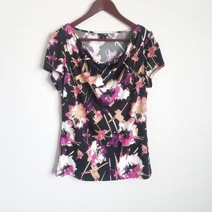 East 5th | Black Floral Career Blouse Size Medium